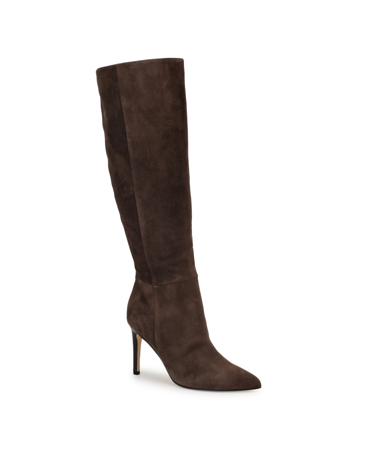 Nine West Wnricky-wc Womens Solid Leather Knee-high Boots In Brown Suede