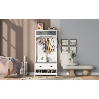 Streamdale 3-in-1 Hall Tree with Hooks, Bench, and Storage