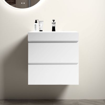  Glossy White Integrated Solid Surface Basin