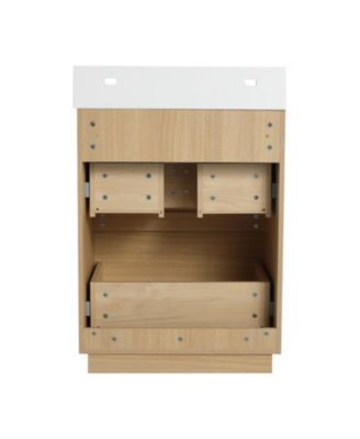 24" Engineered Wood Modern Double Drawer Cabinet Bathroom Vanity with Sink