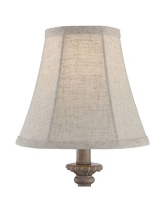 Cali Traditional Accent Table Lamps 19" High Set of 2 Antique Beige Off White Bell Shade for Bedroom Living Room Bedside Nightstand Kids
