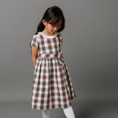 Little Girls Short Sleeve Ruffle Collar Party Dress with Bow, Toddler|Child