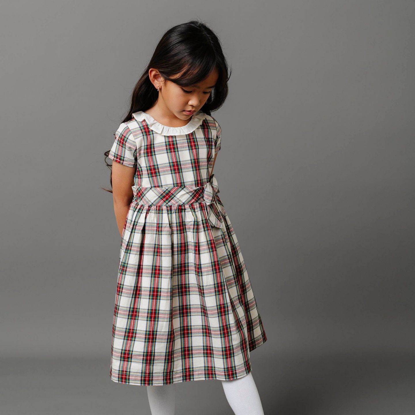 Платье Hope & Henry Short Sleeve Ruffle Collar Party Dress with Bow, Toddler Child для девочек, цвет: Слоновая кость — фото 8