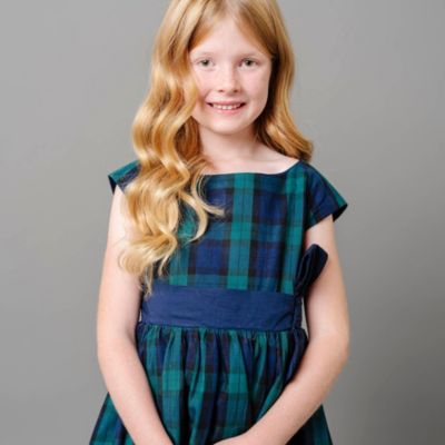 Big Girls Cap Sleeve Party Dress with Bow Sash