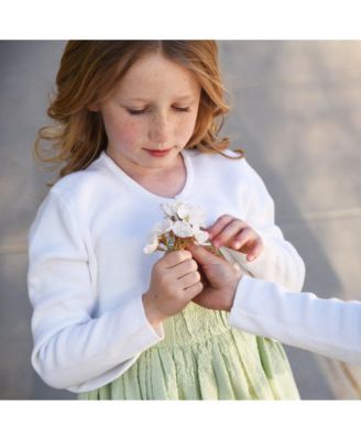 Big Girls Sleeveless Ruched Party Dress with Embroidered Hem