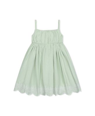 Big Girls Sleeveless Ruched Party Dress with Embroidered Hem