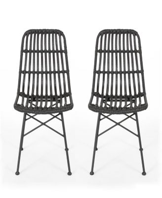 Sawtelle Modern Rattan And Metal Outdoor Dining Chair