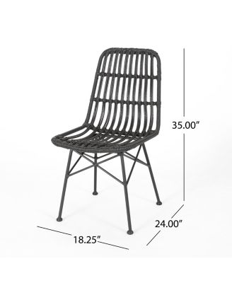 Sawtelle Modern Rattan And Metal Outdoor Dining Chair