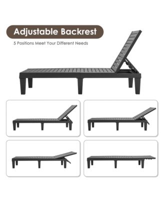 Patio Outdoor Chaise Lounge Chair Recliner w/ Adjustable Backrest Brown