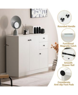 Modern Buffet Sideboard with 2 Pull-out Drawers and Adjustable Shelf for Kitchen-White