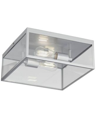 Titan 12" Wide Matte Silver Square Indoor-Outdoor Ceiling Light