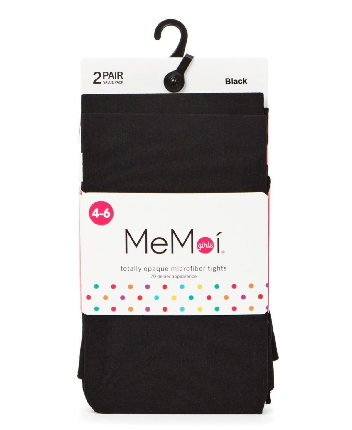 MeMoi Girls 2 Pair Pack Totally Opaque Microfiber Tights