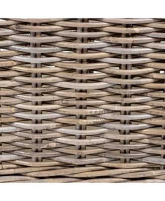 Yael Coastal Hand-Woven &amp;quot;STORAGE&amp;quot; Rattan Basket with Wheels and Handles, Kubu Gray