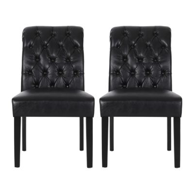 Contemporary Button Tufted Rolltop Dining Chairs