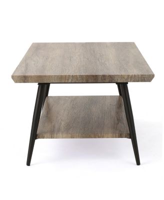 Mid-Century Modern Canyon Gray Coffee Table With Storage Shelf