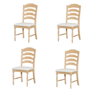 4pc Wood Vintage Serrated Back Dining Chairs