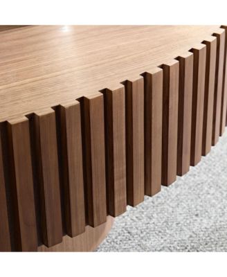 43.3" Walnut Grain MDF Pedestal Base Modern Coffee Table