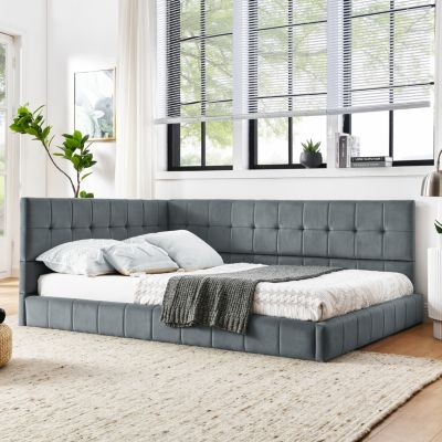 Streamdale Full Size Velvet Upholstered Daybed with Armrest