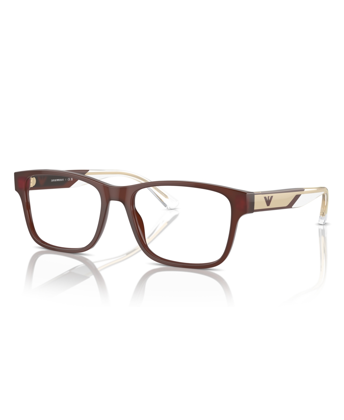 Emporio Armani 53mm Rectangle Optical Glasses In Brown
