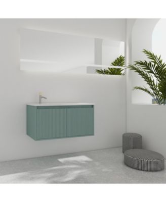 36" Floating Vanity with Drop-Shaped Resin Sink