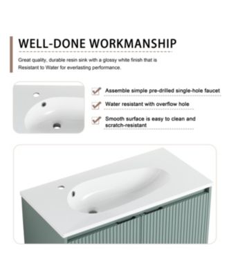 36" Floating Vanity with Drop-Shaped Resin Sink