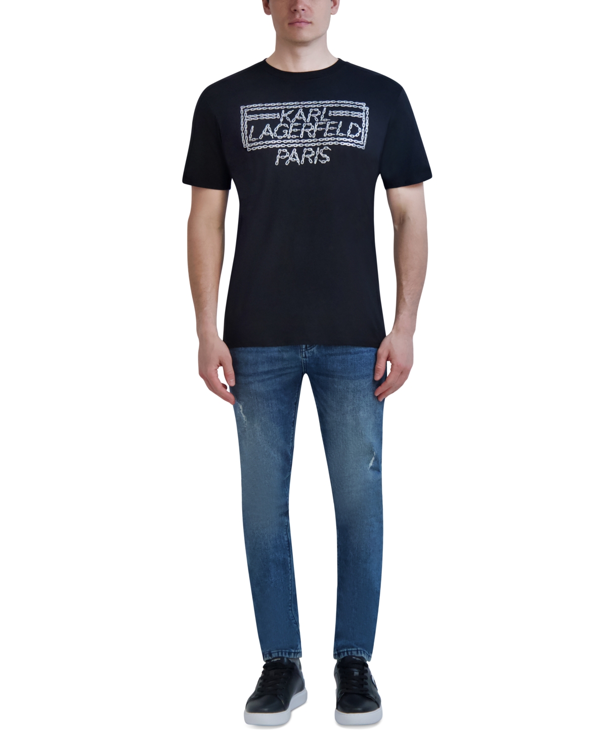 Karl Lagerfeld Paris Men's Cotton Chain-Logo T-Shirt