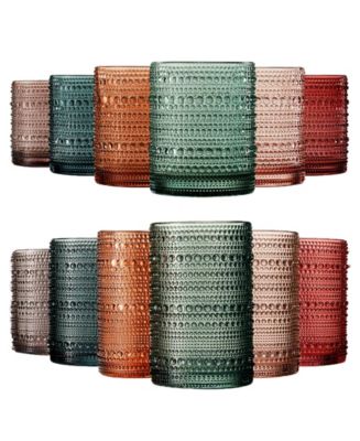 The Wine Savant Khen Hobnail Drinking Glasses Pastel Colored Beaded Set of 12 - Macy's