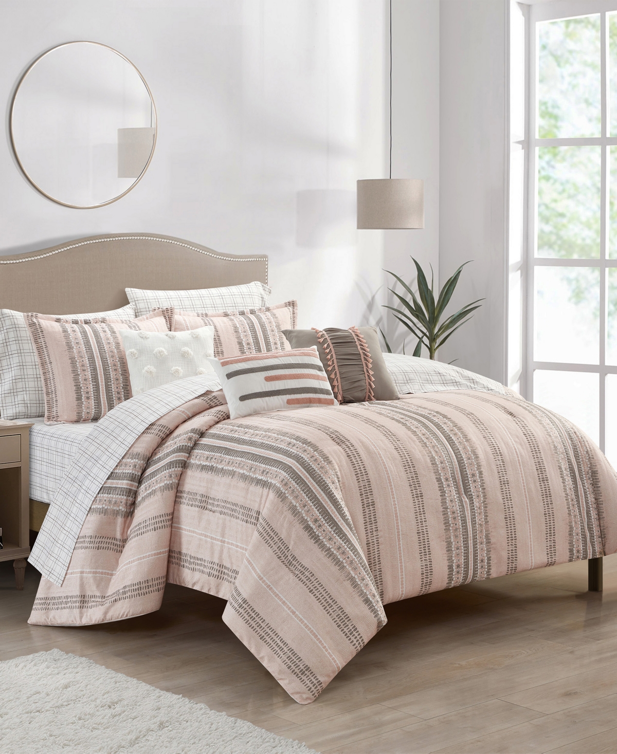 Shop Stratford Park Ayla Striped 10-pc. Comforter Set, California King In Blush
