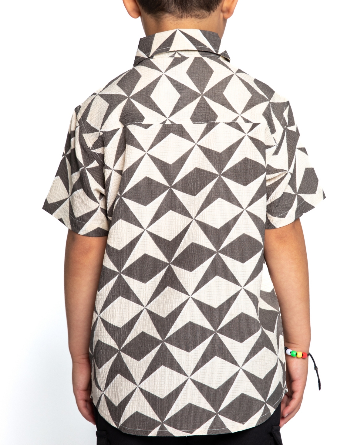 Sovereign Code Big Boys Carlton Textured Short Sleeve Button-Up Shirt - Gunmetal
