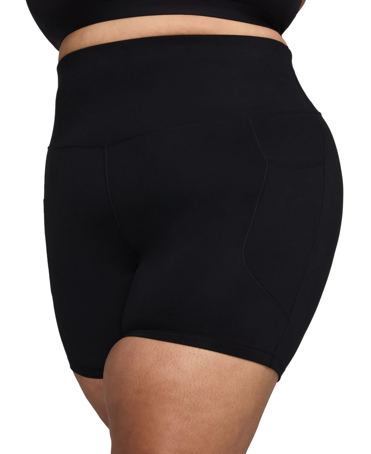 Nike Women's One High-waisted 8" Biker Shorts With Pockets (plus Size) In Black,black