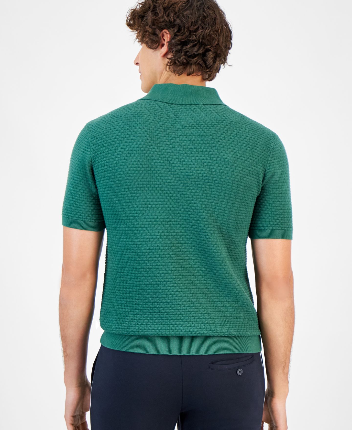 Мужское поло A|X Armani Exchange Short Sleeve Knit Polo Shirt, цвет: Тёмно-зелёный — фото 2