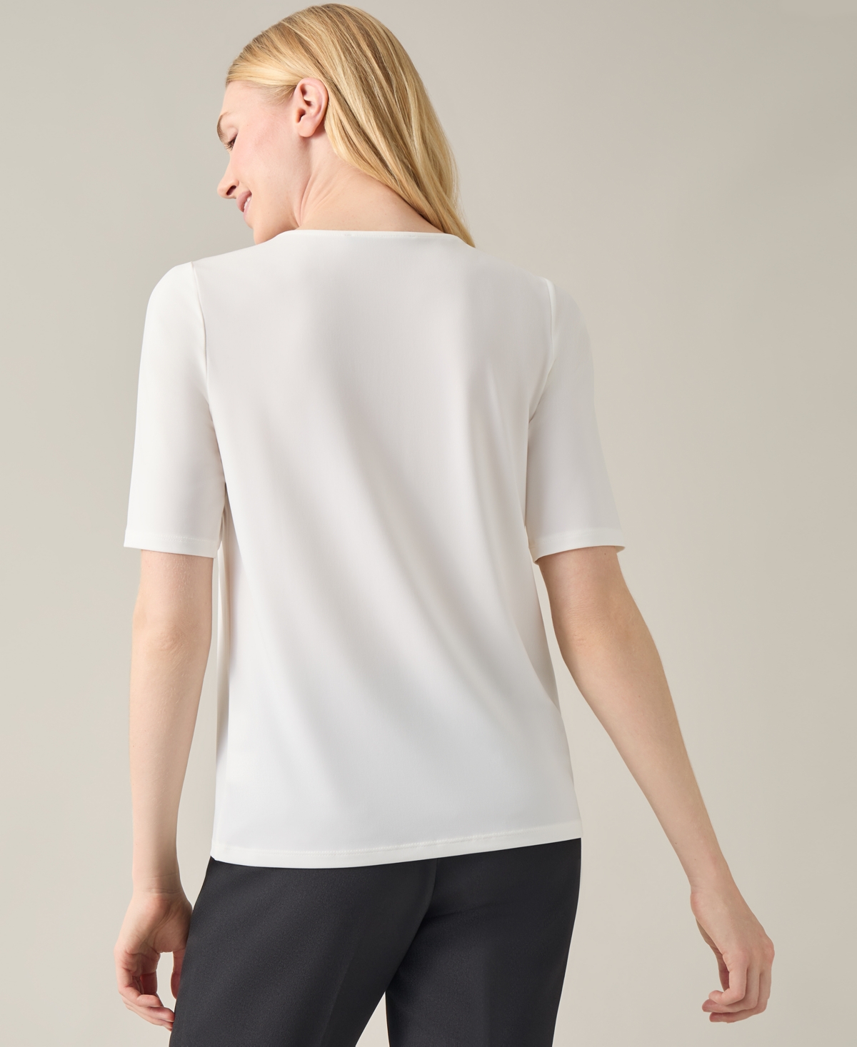 Kasper Women's Crewneck Elbow-Length-Sleeve Blouse