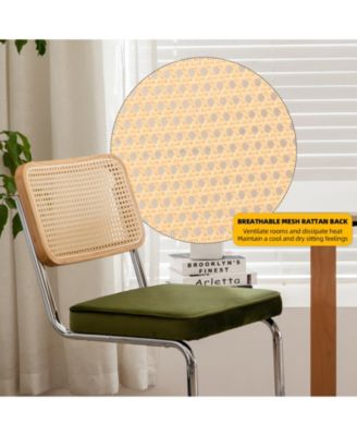 Streamdale Mid-Century Velvet Rattan Dining Chairs