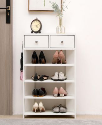 Simplie Fun 4-Layer Shoe Rack with Drawers and Hook - Macy's