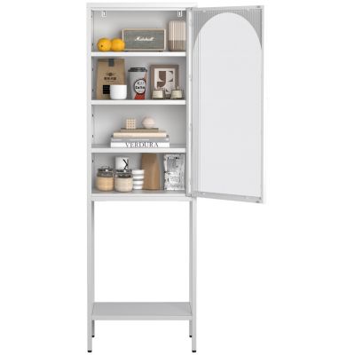 Streamdale 5-Tier Metal Glass Door Storage Cabinet with Adjustable Shelves