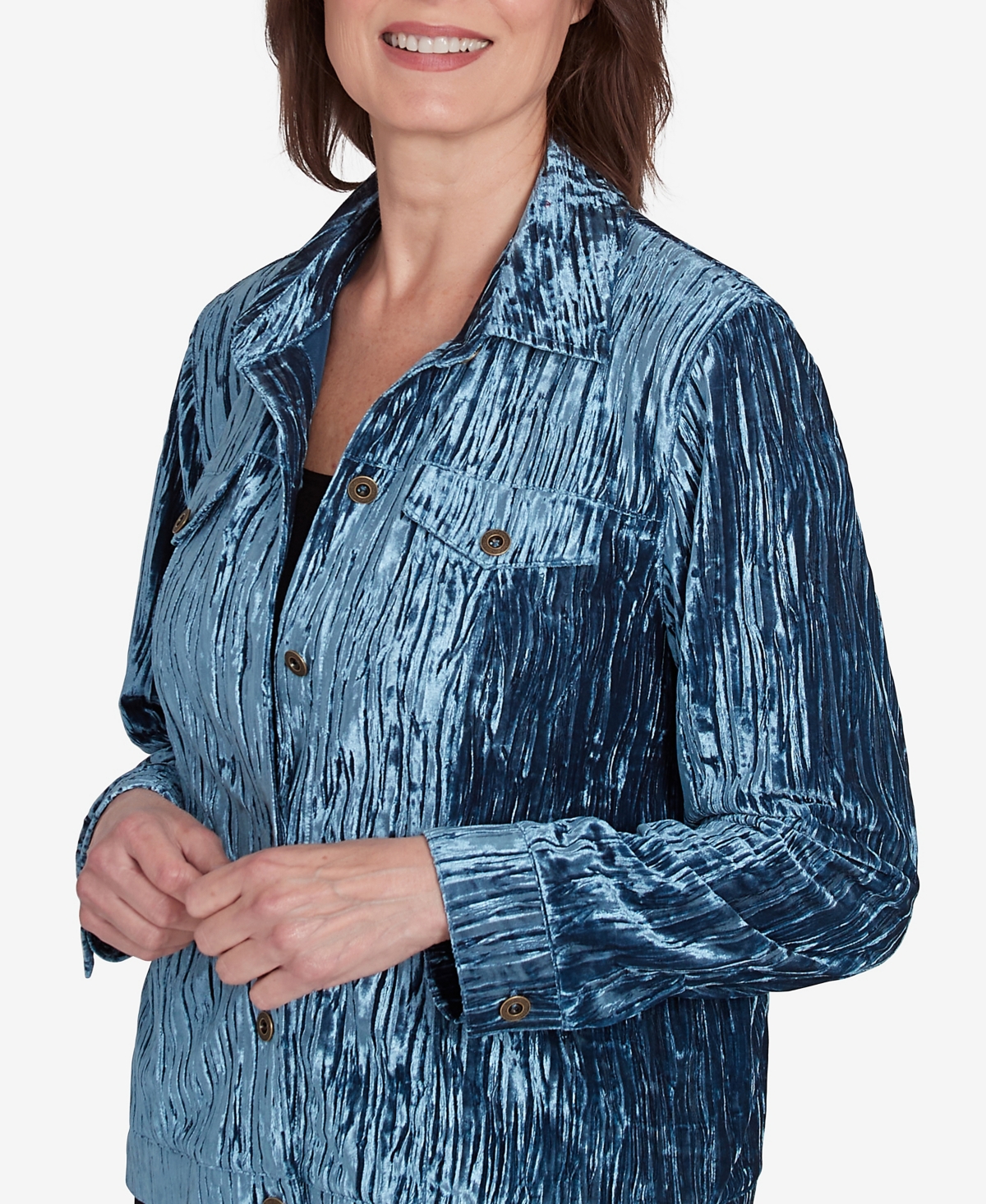 Alfred Dunner Women's Harvest Moon Crushed Velvet Button Jacket