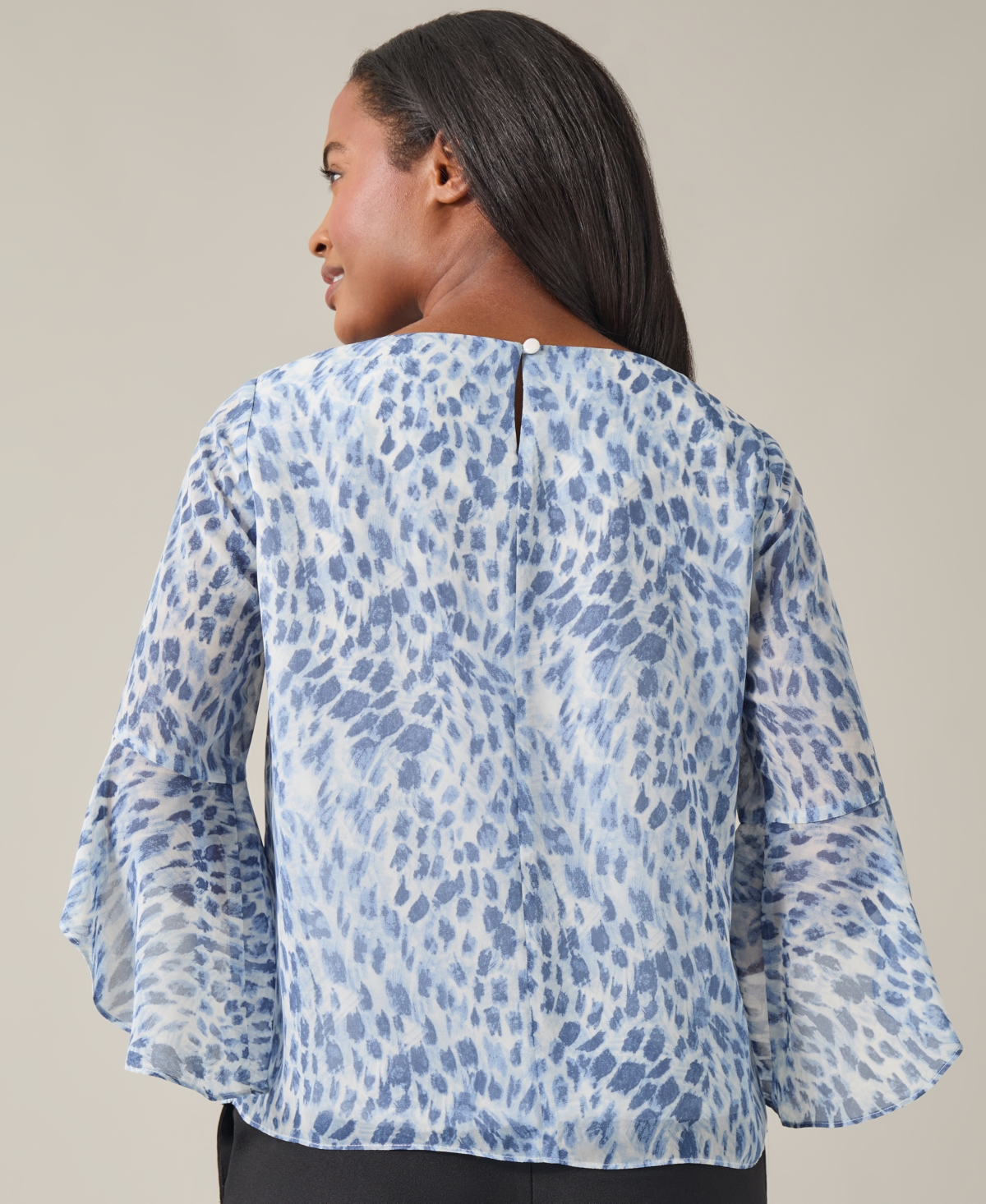 Kasper Women's Animal-Print Ruffle-Sleeve Blouse