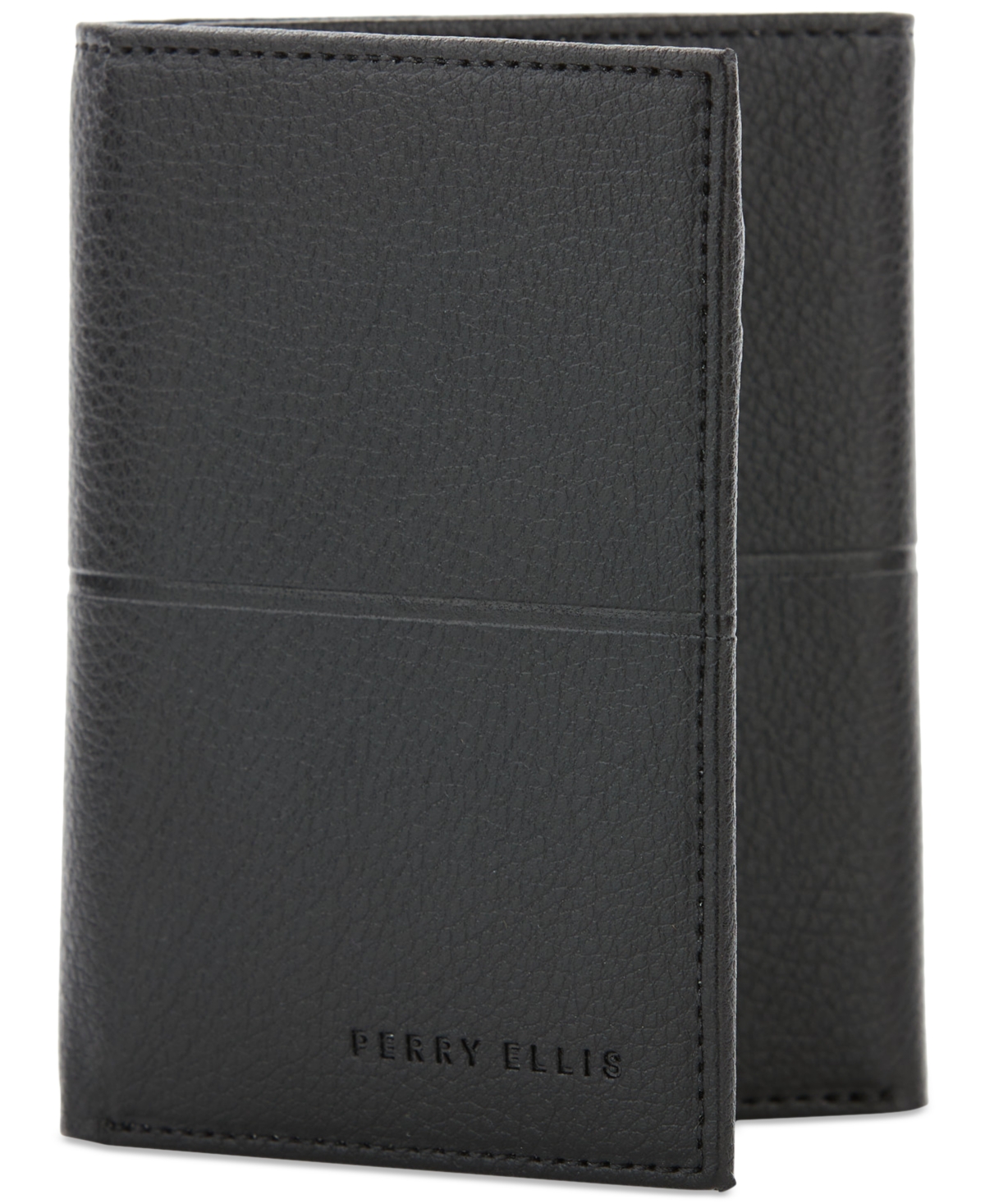 Men's Slim Faux-Leather Trifold Wallet - Blk
