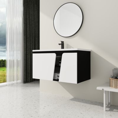 36" Wall-Mounted Vanity with Ceramic Sink & Soft-Close Doors
