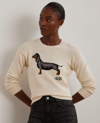 Lauren Ralph Lauren Petite Intarsia-Knit Dog Sweater - Macy's