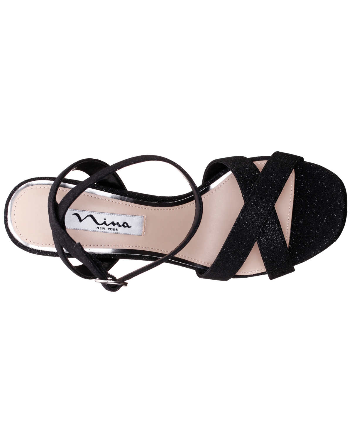 Nina Shelia Womens Comfort Insole Synthetic Ankle Strap In Black