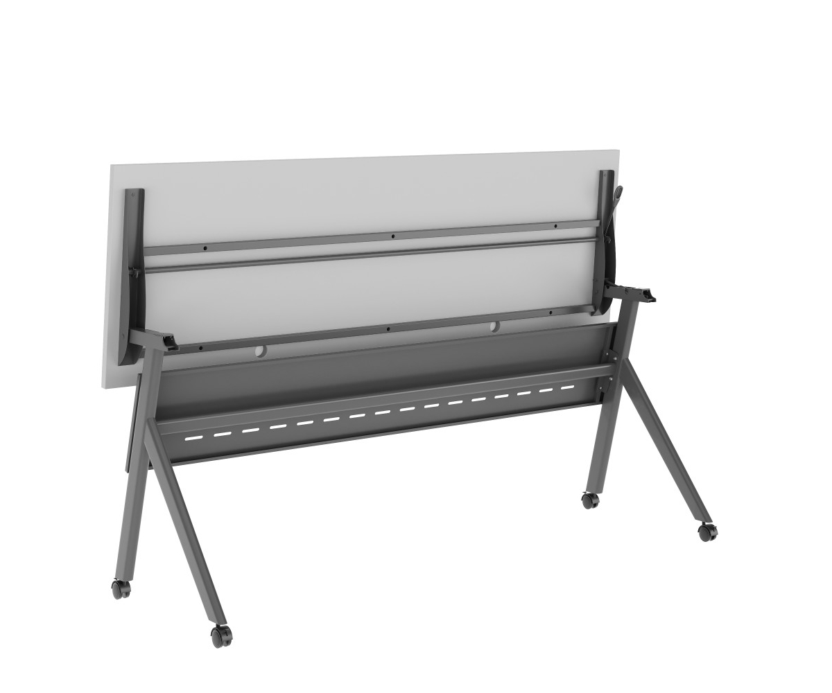 Emma+Oliver Griffin Heavy-Duty Flip Top Training Table With Nesting Design, Privacy Panel, Y-Legs, Tabletop, Metal Frame -gray frame
