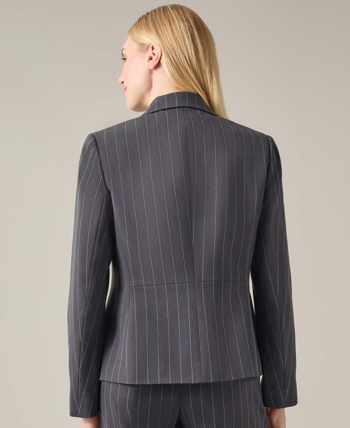 Kasper Women's Two-Button Pinstripe Blazer -Blue Heron