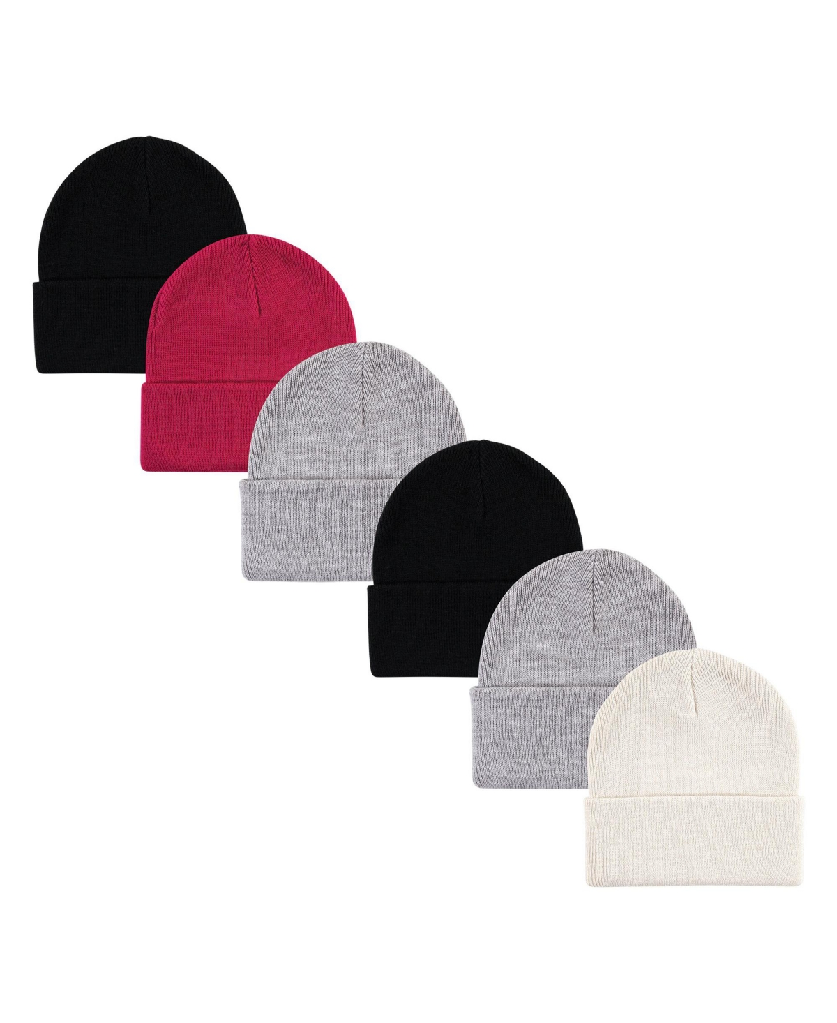 Hudson Baby Girls 6Pc Knit Cuffed Beanie