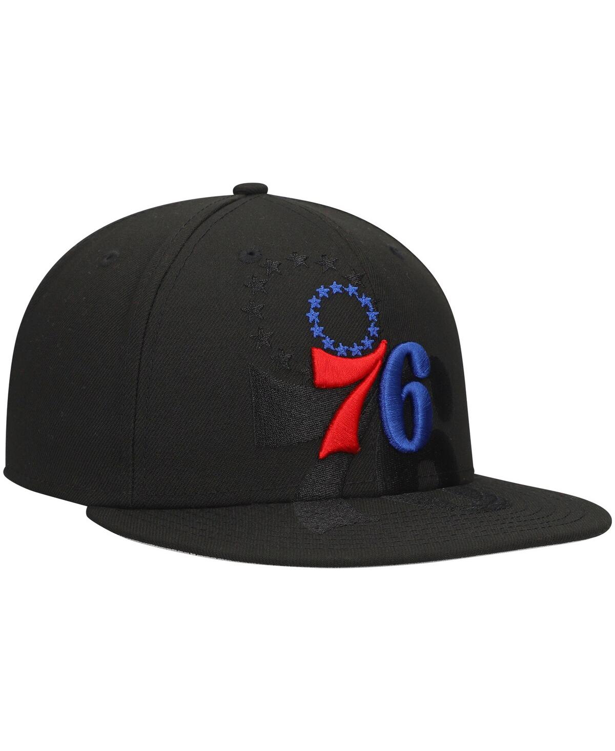New Era Men'sPhiladelphia 76ers Blackout Shadow Logo 59FIFTY Hat - Black