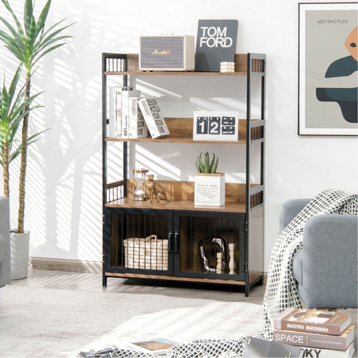 Sugift 3 Tier Rolling Cart Utility Cart with Lockable Wheels Rolling Metal Storage