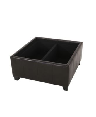 Streamdale Faux Leather Storage Ottoman With Tray Tops