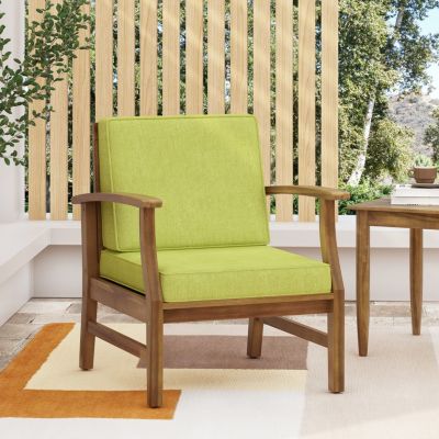 Acacia Wood Club Chairs With Water-Resistant Cushions (Set Of 2)