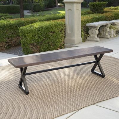 Modern Industrial Aluminum Dining Bench With Steel Frame