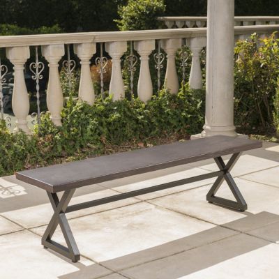 Modern Industrial Aluminum Dining Bench With Steel Frame